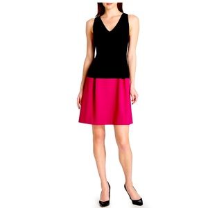 Tommy Hilfiger black and fuchsia pleated dress. Size 2. Dry clean.